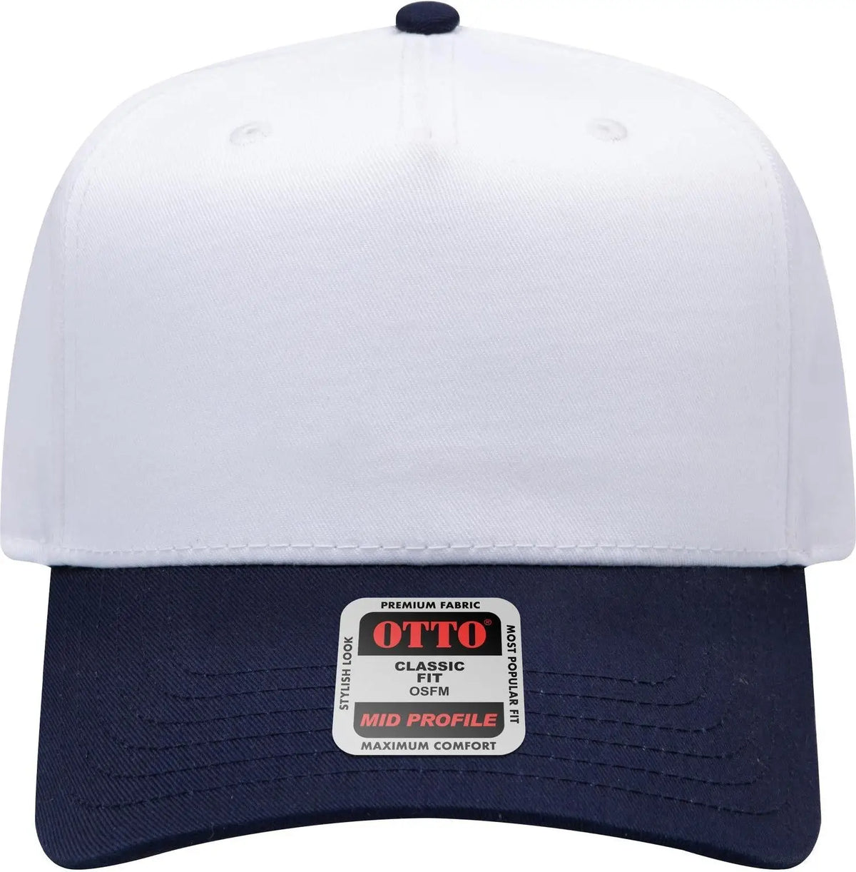 Otto 31-069 5 Panel Mid Profile Baseball Cap - Nvy/wht - 6 1/2’’ - 7 5/8’’