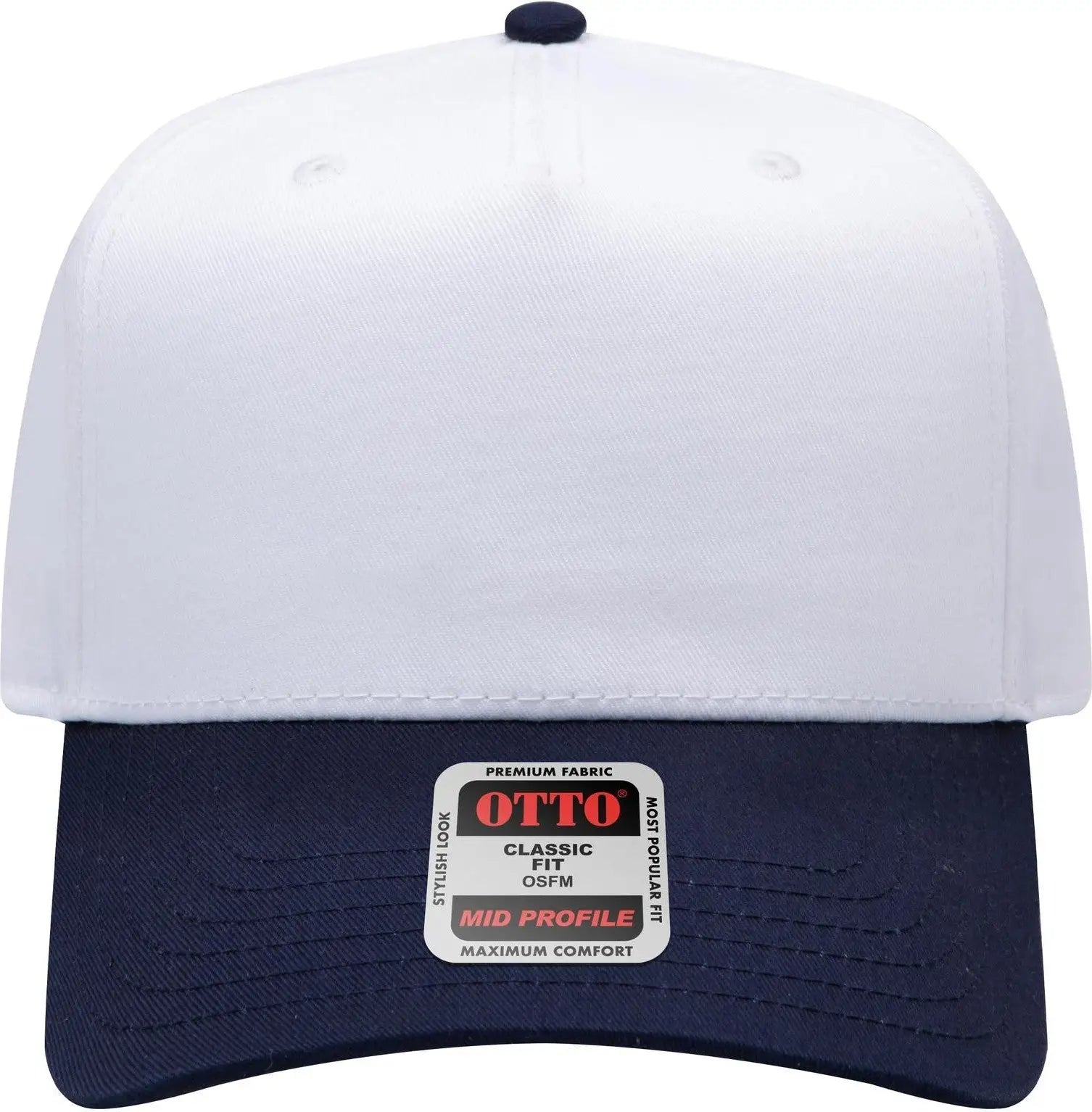 Otto 31-069 5 Panel Mid Profile Baseball Cap - Nvy/wht - 6 1/2’’ - 7 5/8’’