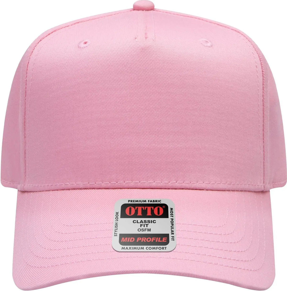 Otto 31-069 5 Panel Mid Profile Baseball Cap - Pink - 6 1/2’’ - 7 5/8’’