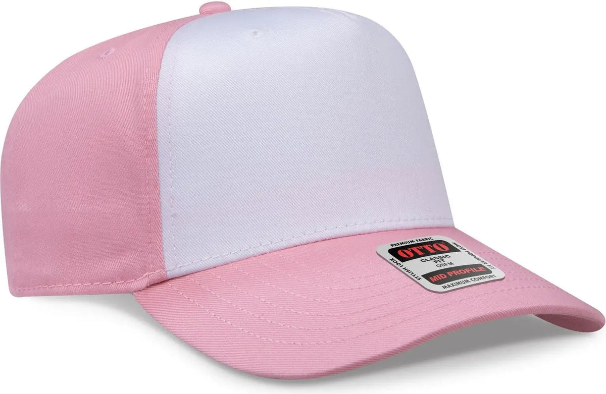 Otto 31-069 5 Panel Mid Profile Baseball Cap - Pnk/wht/pnk - 6 1/2’’ - 7 5/8’’
