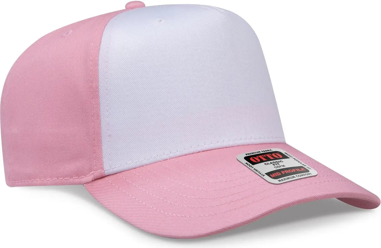 Otto 31-069 5 Panel Mid Profile Baseball Cap - Pnk/wht/pnk - 6 1/2’’ - 7 5/8’’