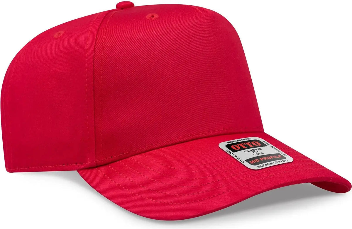 Otto 31-069 5 Panel Mid Profile Baseball Cap - Red - 6 1/2’’ - 7 5/8’’