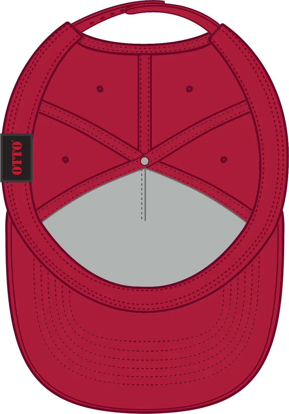 Otto 31-069 5 Panel Mid Profile Baseball Cap - Red - 6 1/2’’ - 7 5/8’’