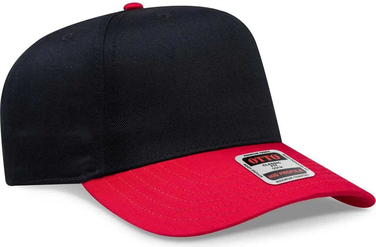 Otto 31-069 5 Panel Mid Profile Baseball Cap - Red/blk - 6 1/2’’ - 7 5/8’’
