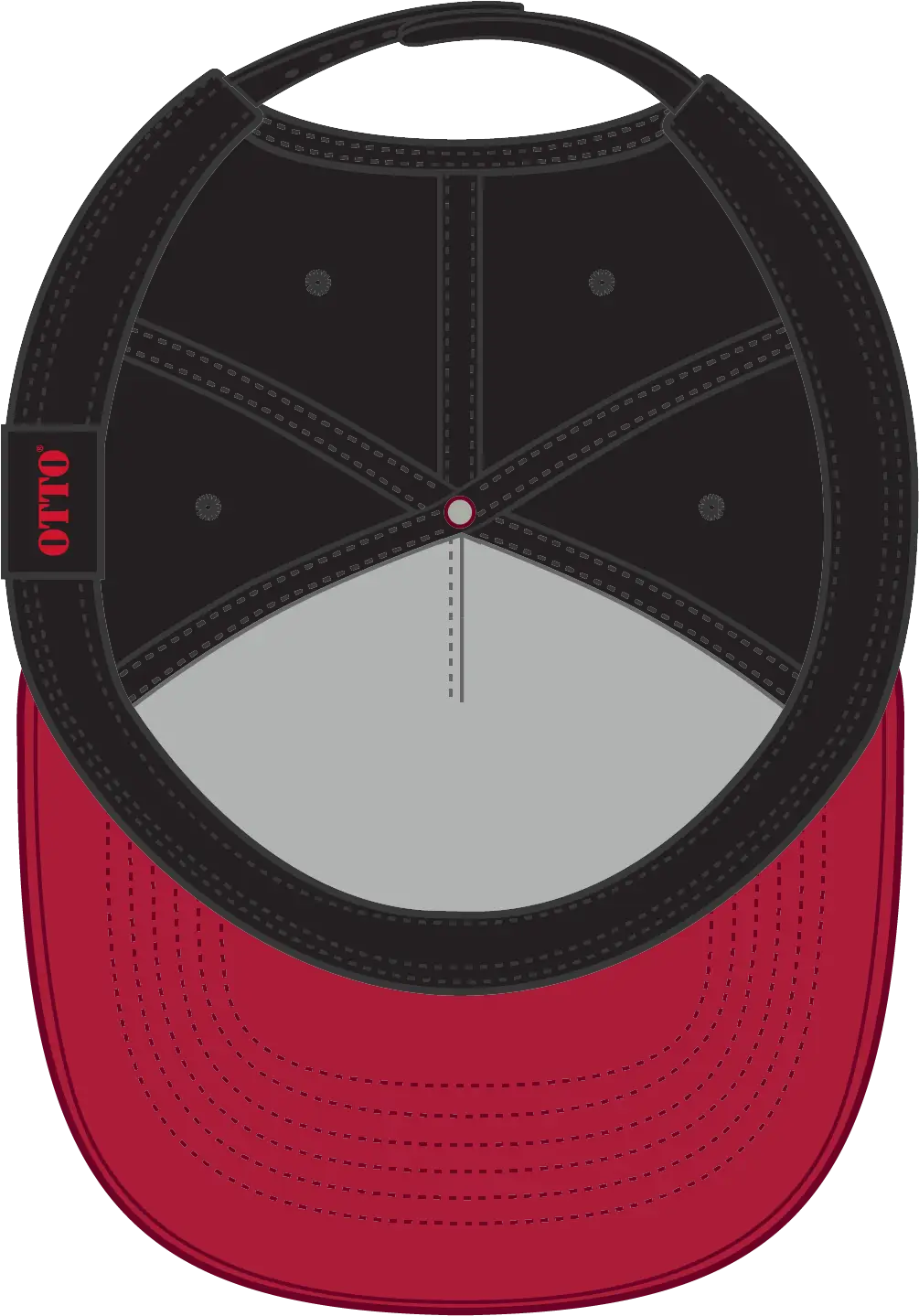 Otto 31-069 5 Panel Mid Profile Baseball Cap - Red/blk - 6 1/2’’ - 7 5/8’’