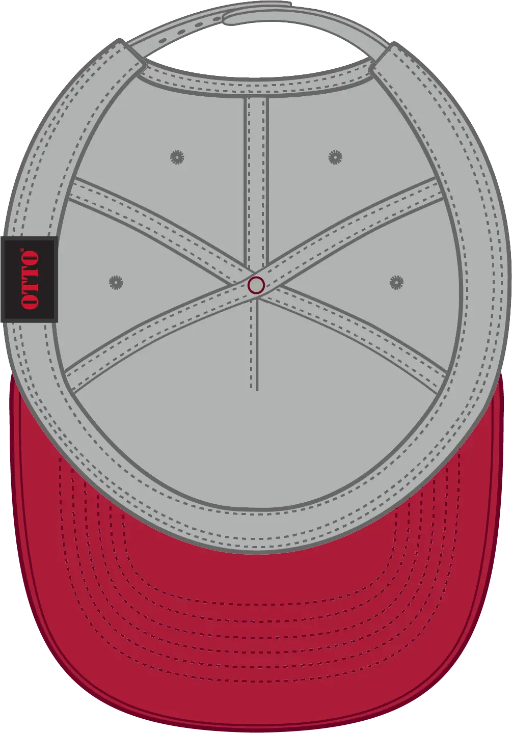 Otto 31-069 5 Panel Mid Profile Baseball Cap - Red/gry - 6 1/2’’ - 7 5/8’’