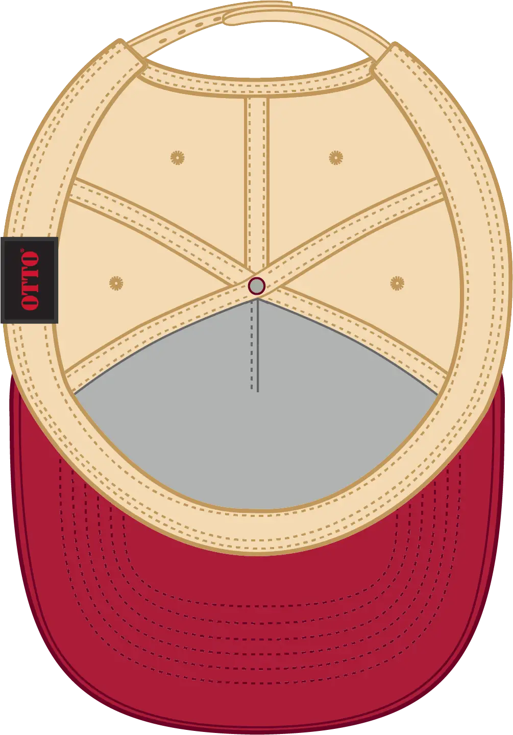 Otto 31-069 5 Panel Mid Profile Baseball Cap - Red/natl - 6 1/2’’ - 7 5/8’’