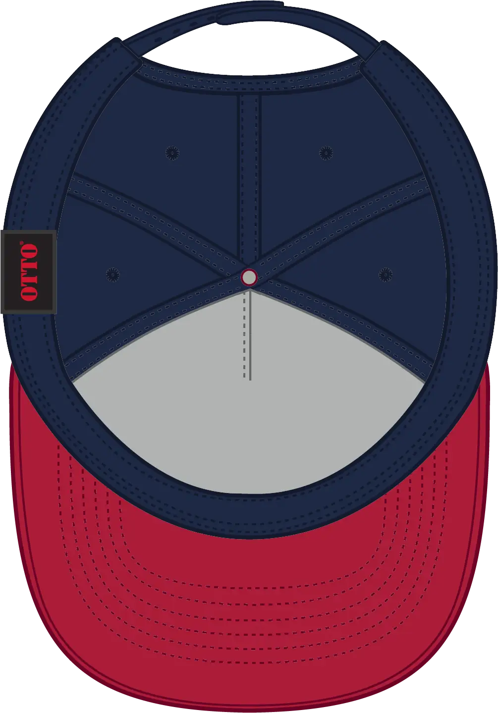 Otto 31-069 5 Panel Mid Profile Baseball Cap - Red/nvy - 6 1/2’’ - 7 5/8’’