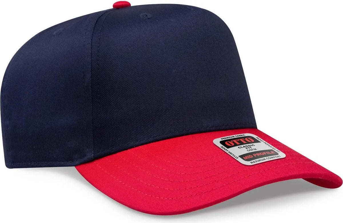 Otto 31-069 5 Panel Mid Profile Baseball Cap - Red/nvy - 6 1/2’’ - 7 5/8’’