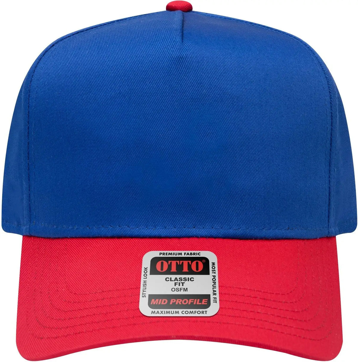 Otto 31-069 5 Panel Mid Profile Baseball Cap - Red/ryl - 6 1/2’’ - 7 5/8’’