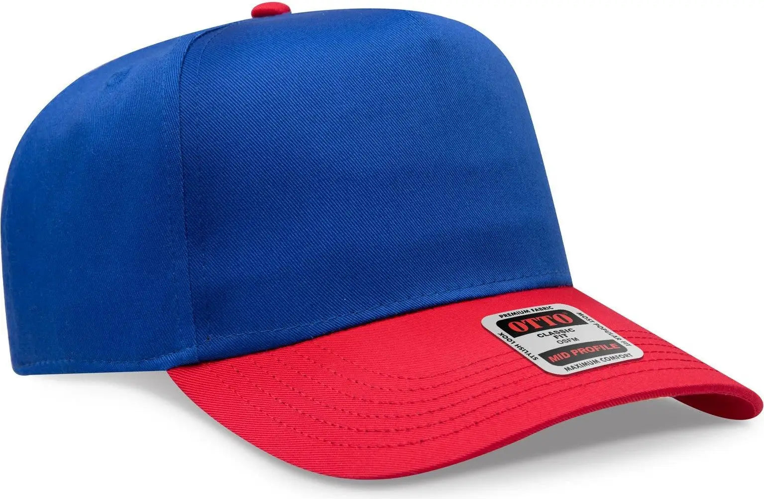 Otto 31-069 5 Panel Mid Profile Baseball Cap - Red/ryl - 6 1/2’’ - 7 5/8’’