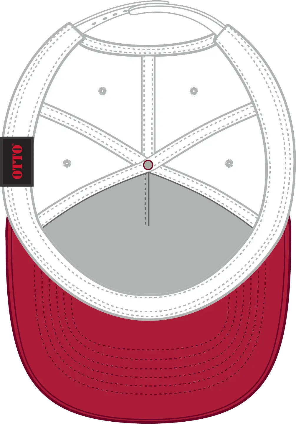 Otto 31-069 5 Panel Mid Profile Baseball Cap - Red/wht - 6 1/2’’ - 7 5/8’’