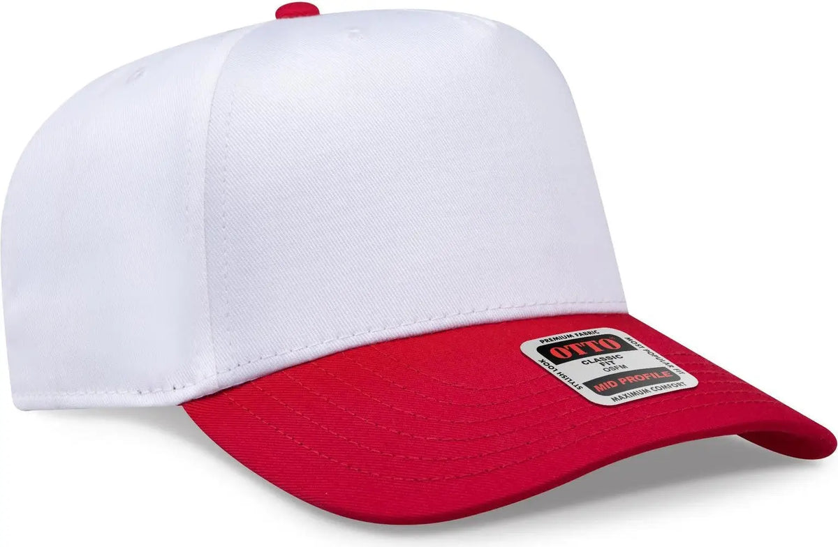 Otto 31-069 5 Panel Mid Profile Baseball Cap - Red/wht - 6 1/2’’ - 7 5/8’’