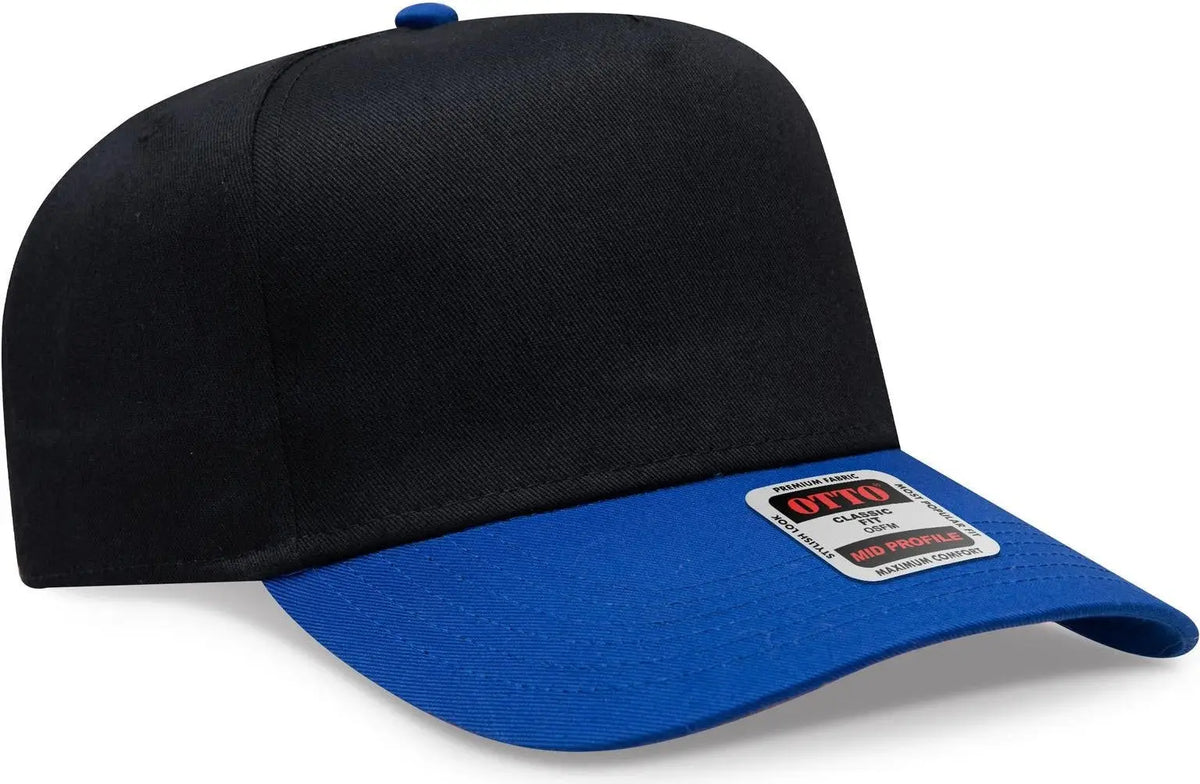 Otto 31-069 5 Panel Mid Profile Baseball Cap - Royal/black - 6 1/2’’ - 7 5/8’’
