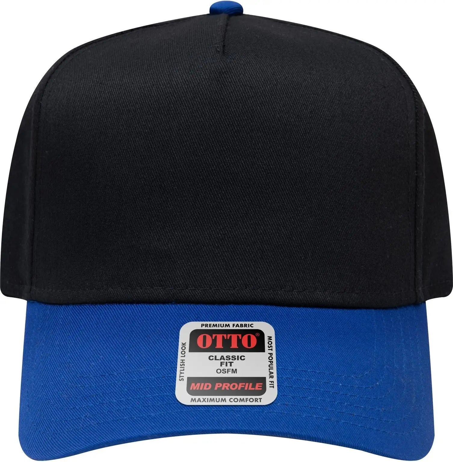 Otto 31-069 5 Panel Mid Profile Baseball Cap - Royal/black - 6 1/2’’ - 7 5/8’’