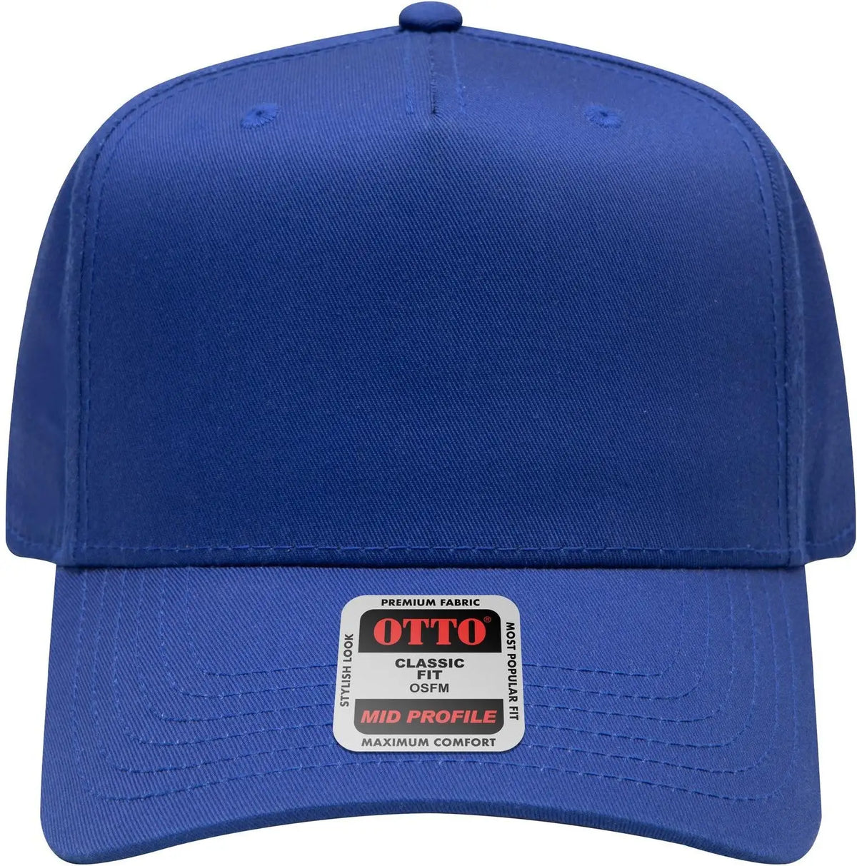 Otto 31-069 5 Panel Mid Profile Baseball Cap - Royal