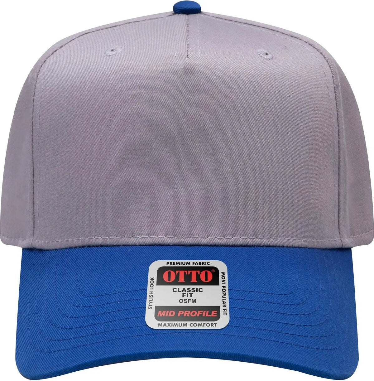 Otto 31-069 5 Panel Mid Profile Baseball Cap - Ryl/gry - 6 1/2’’ - 7 5/8’’