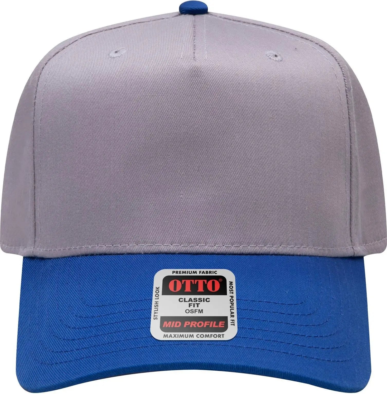 Otto 31-069 5 Panel Mid Profile Baseball Cap - Ryl/gry - 6 1/2’’ - 7 5/8’’