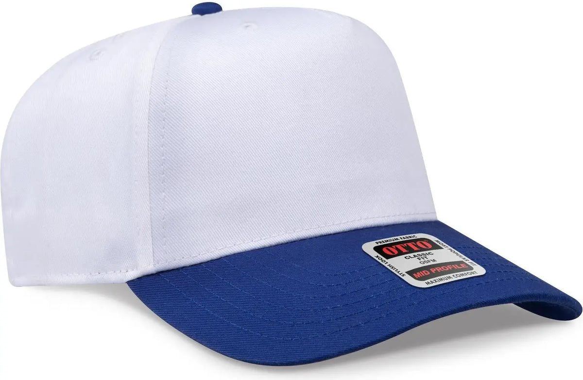 Otto 31-069 5 Panel Mid Profile Baseball Cap - Ryl/wht - 6 1/2’’ - 7 5/8’’