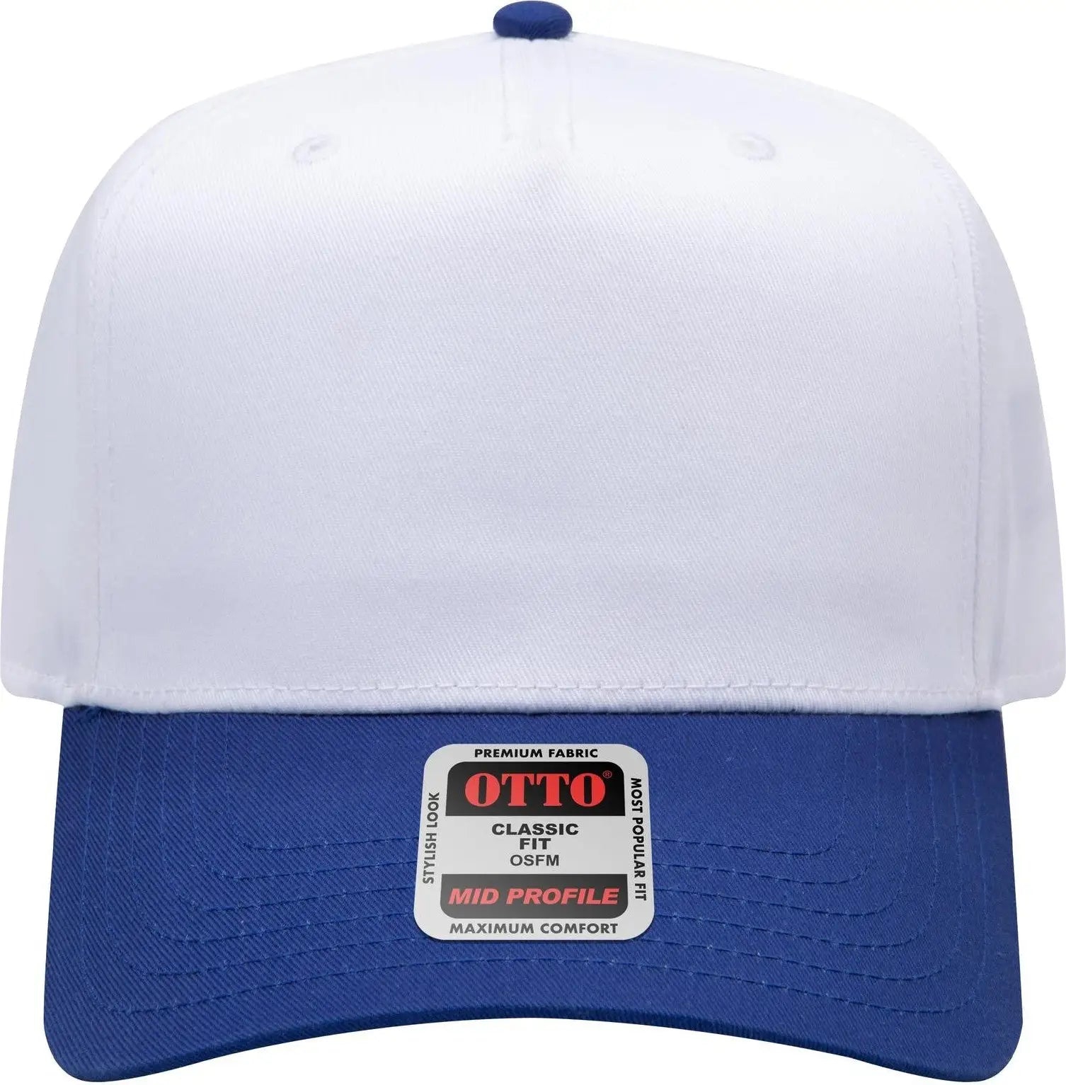 Otto 31-069 5 Panel Mid Profile Baseball Cap - Ryl/wht - 6 1/2’’ - 7 5/8’’