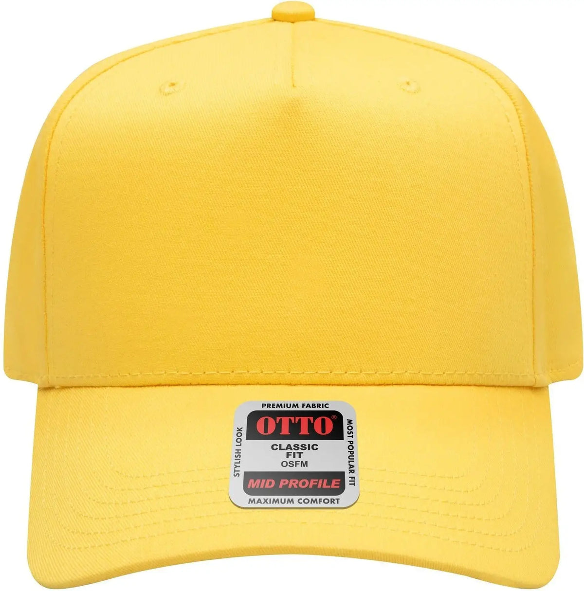 Otto 31-069 5 Panel Mid Profile Baseball Cap - Yellow - 6 1/2’’ - 7 5/8’’