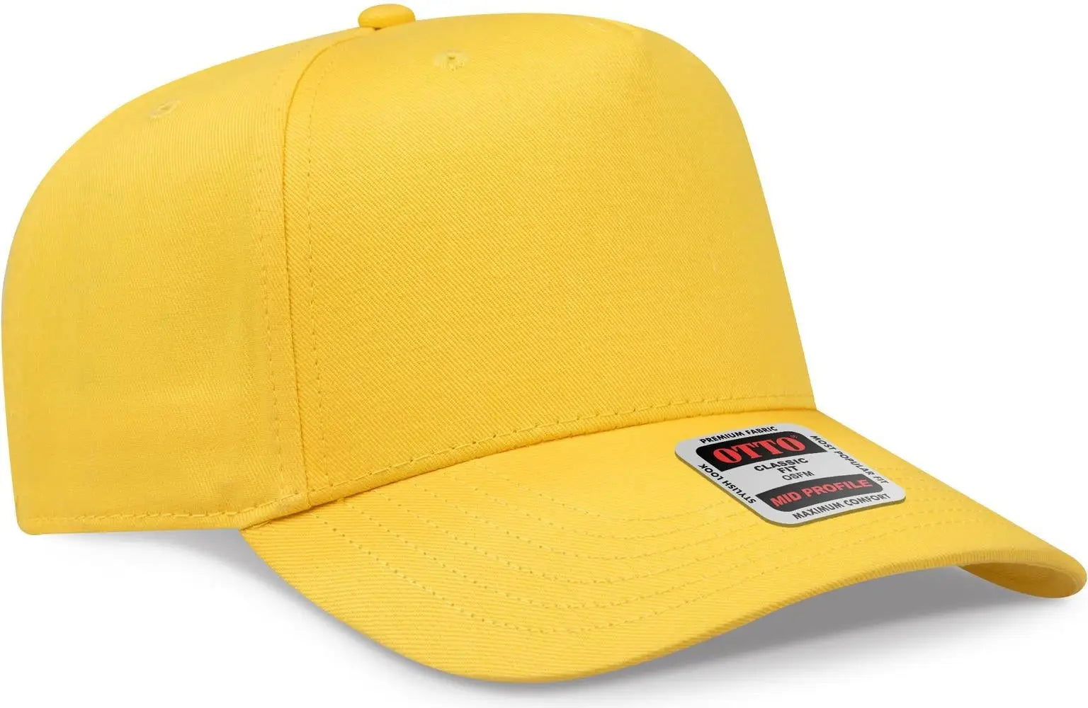 Otto 31-069 5 Panel Mid Profile Baseball Cap - Yellow - 6 1/2’’ - 7 5/8’’