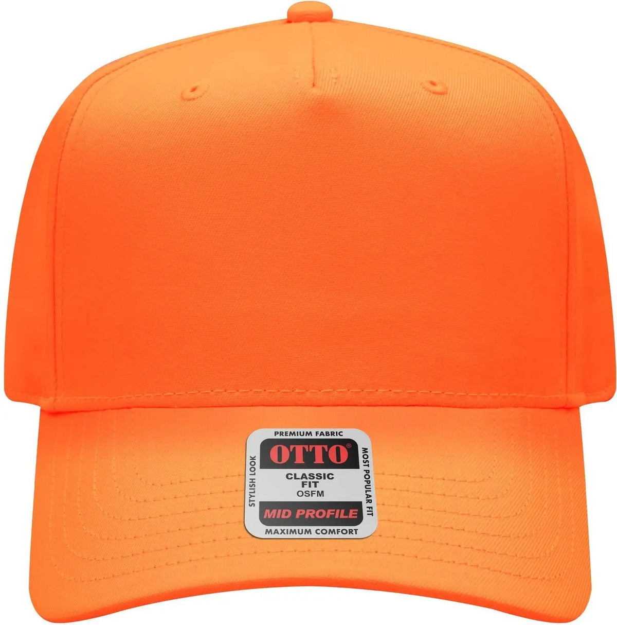 Otto 31-069 Neon 5 Panel Mid Profile Baseball Cap - N. Orange - 6 1/2’’ - 7 5/8’’