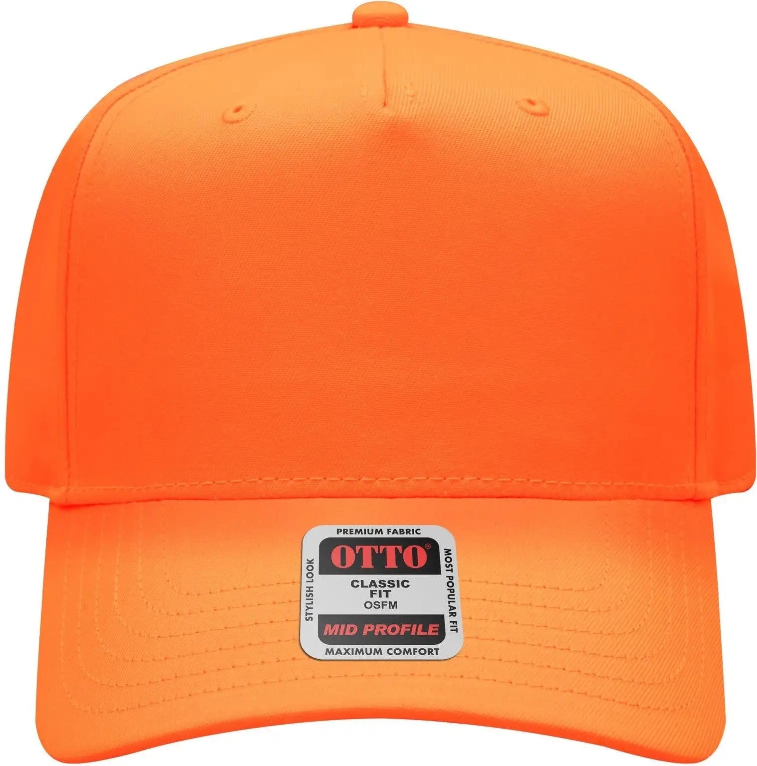 Otto 31-069 Neon 5 Panel Mid Profile Baseball Cap - N. Orange
