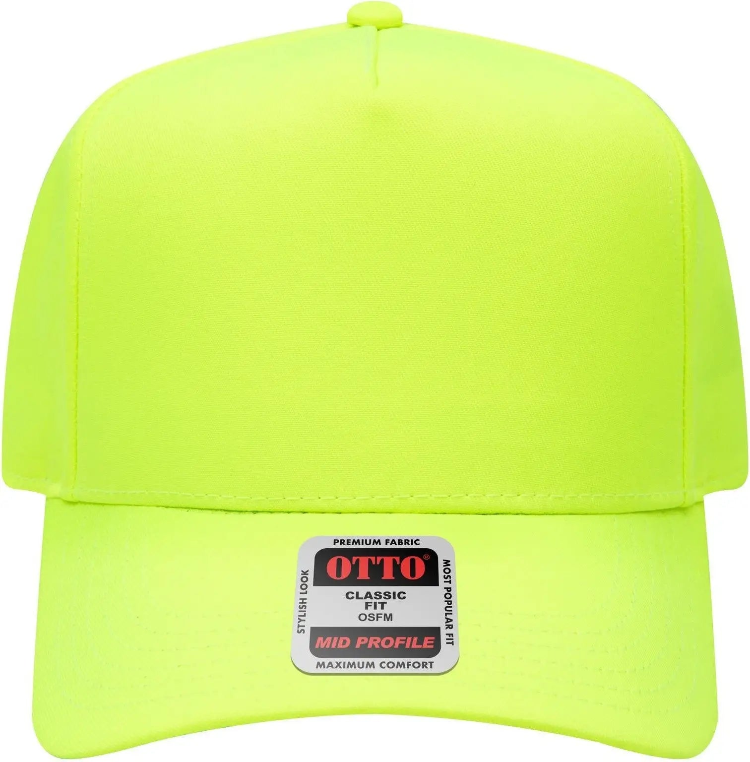 Otto 31-069 Neon 5 Panel Mid Profile Baseball Cap - N. Yellow - 6 1/2’’ - 7 5/8’’