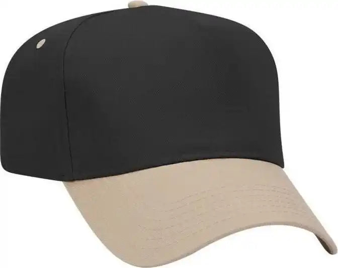 Otto 31 069 Twill 5 Panel Pro Style Cap Khaki Black / one Size Fits Most