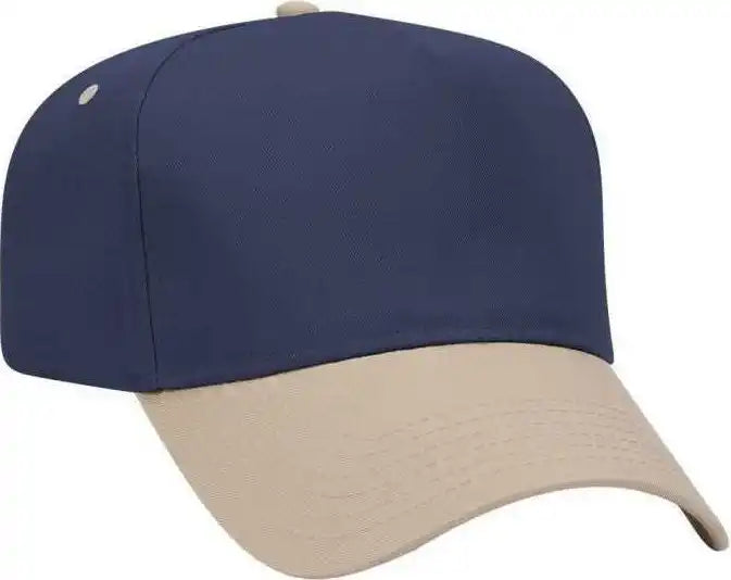 Otto 31-069 Twill 5 Panel Pro Style Cap - Khaki Navy - one Size Fits Most