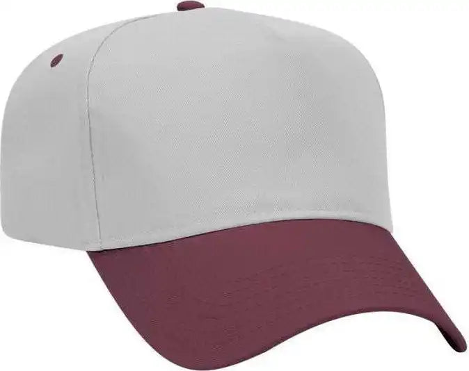 Otto 31-069 Twill 5 Panel Pro Style Cap - Maroon Gray - one Size Fits Most