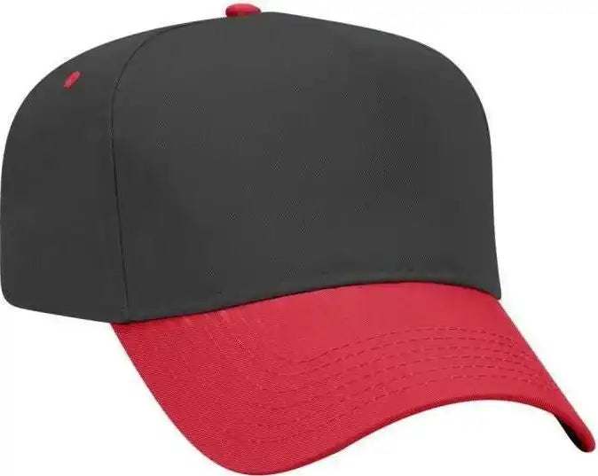 Otto 31-069 Twill 5 Panel Pro Style Cap - Red Black - one Size Fits Most