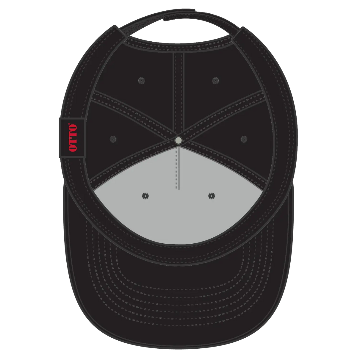 Otto 31-1 5 Panel Mid Profile Baseball Cap - Black - 7 3/8’’ - 5/8’’