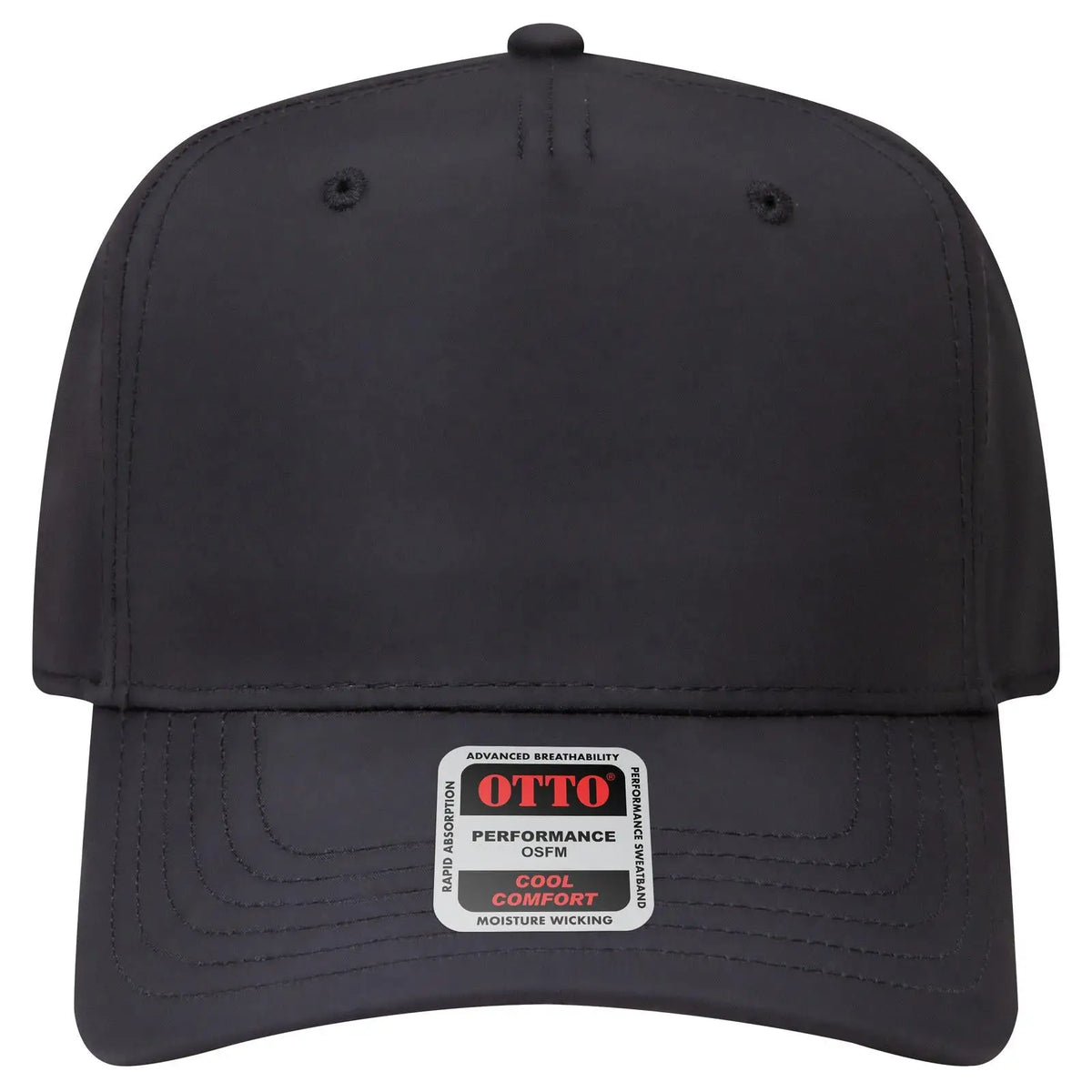 Otto 31-1 5 Panel Mid Profile Baseball Cap - Black - 7 3/8’’ - 5/8’’
