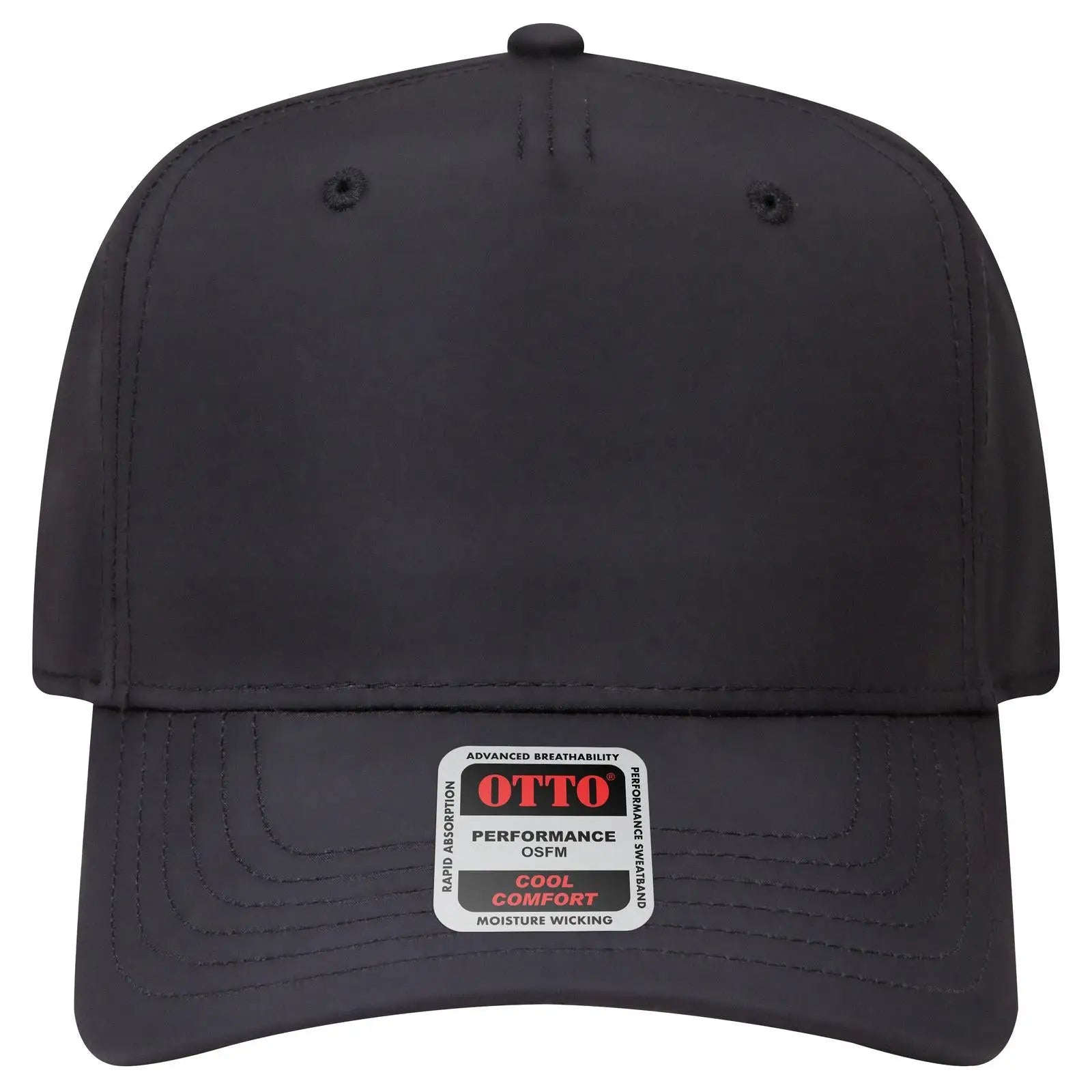 Otto 31-1 5 Panel Mid Profile Baseball Cap - Black - 7 3/8’’ - 5/8’’