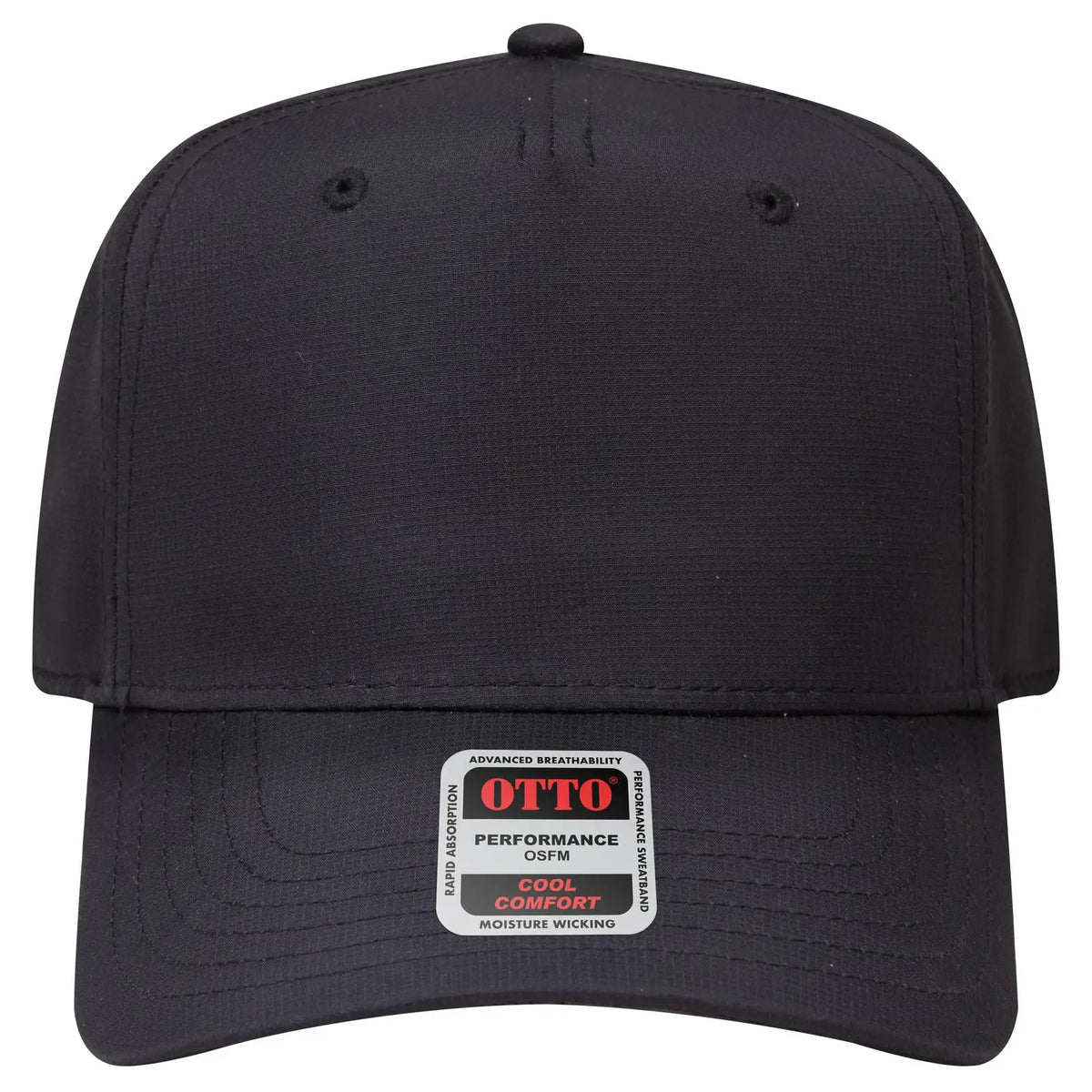 Otto 31-1 5 Panel Mid Profile Baseball Cap - Black - 7 3/8’’ - 5/8’’