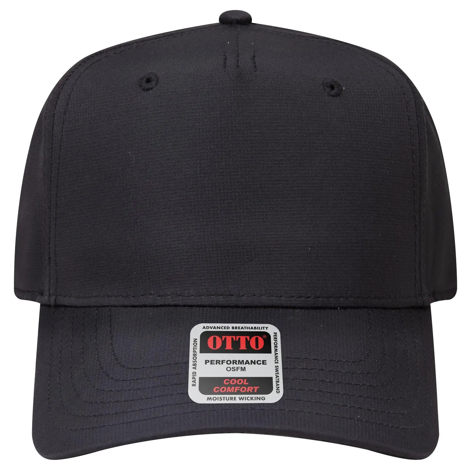 Otto 31-1 5 Panel Mid Profile Baseball Cap - Black - 7 3/8’’ - 5/8’’