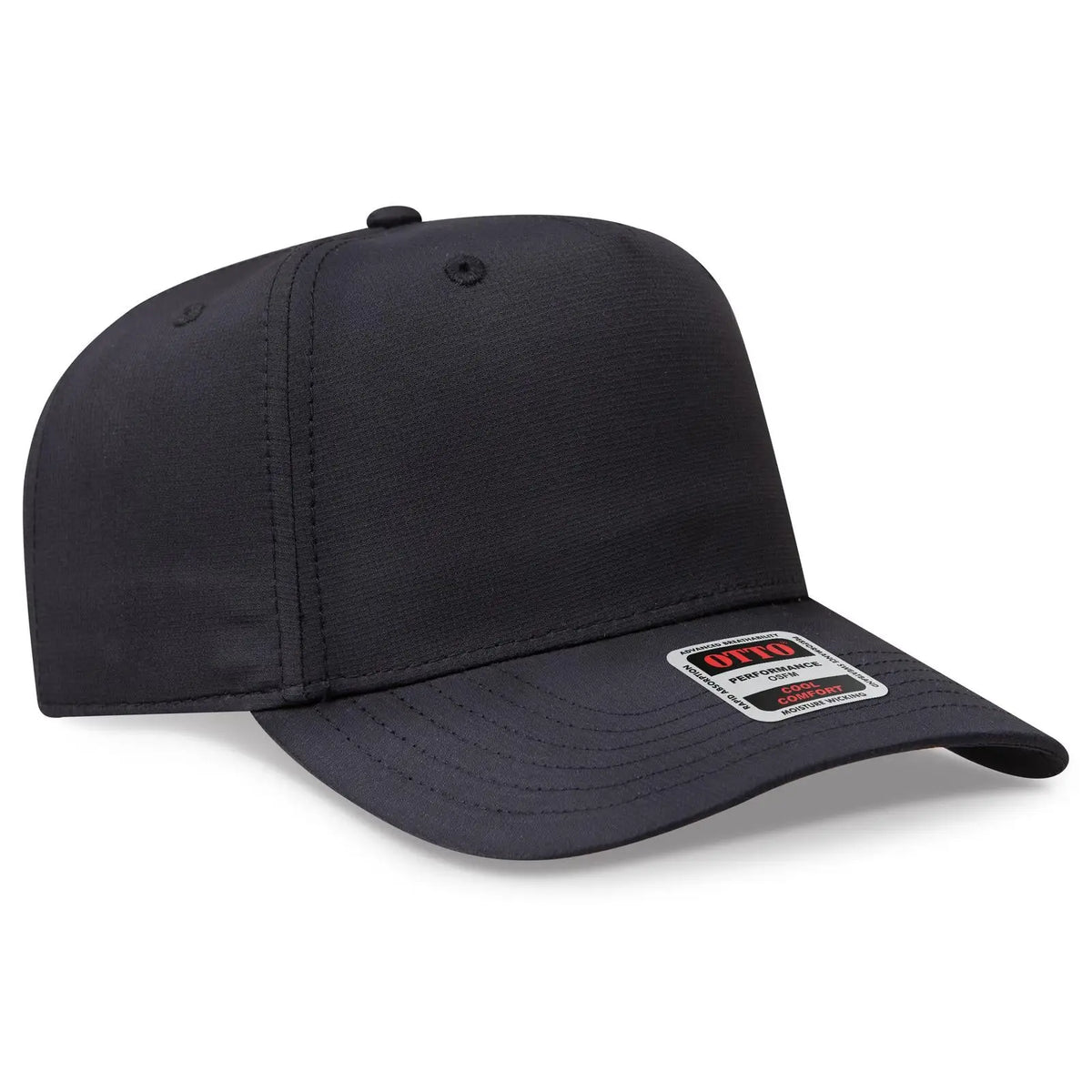 Otto 31-1 5 Panel Mid Profile Baseball Cap - Black - 7 3/8’’ - 5/8’’