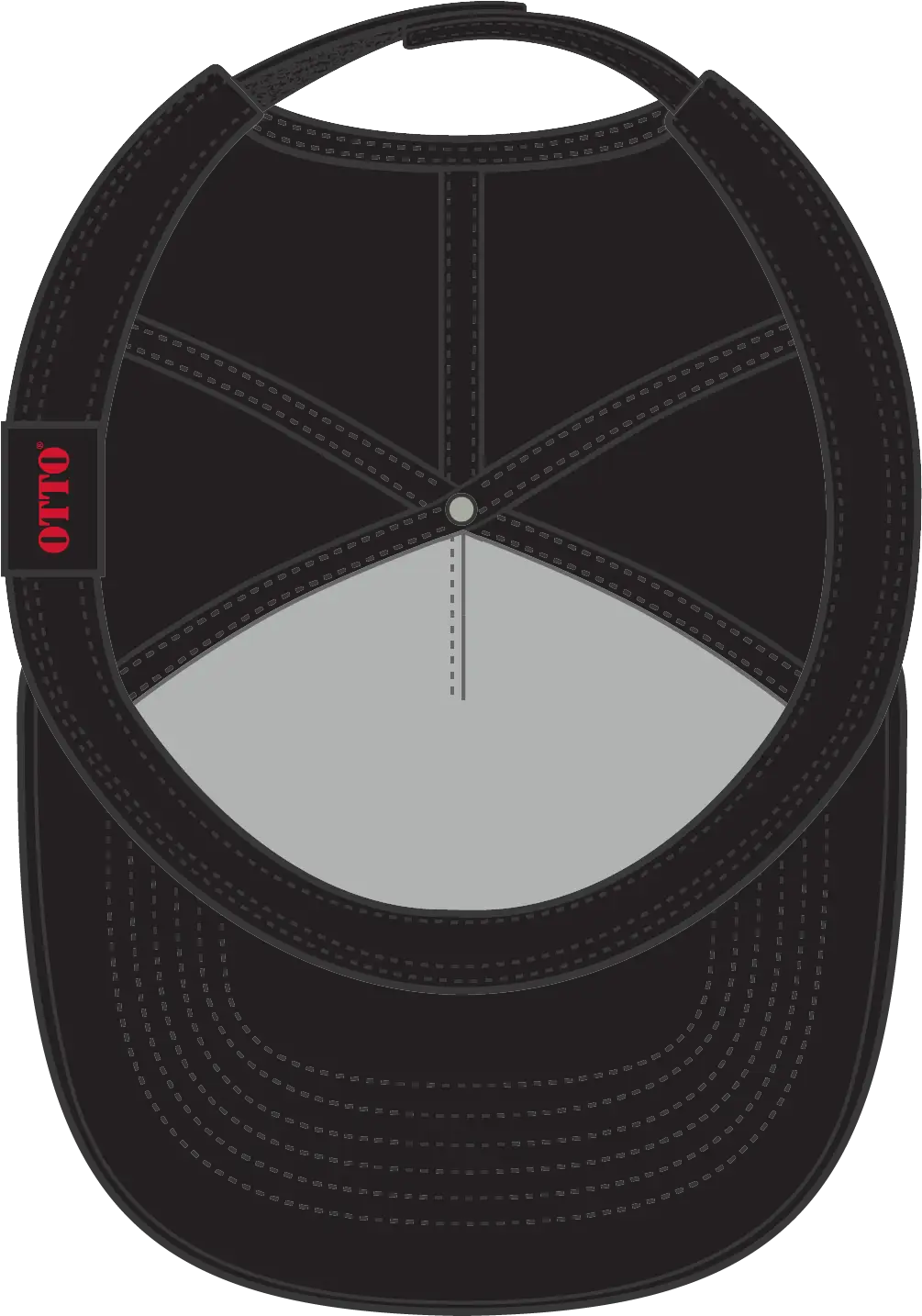 Otto 31-1060 5 Panel Mid Profile Baseball Cap - Black - 6 1/2’’ - 7 5/8’’