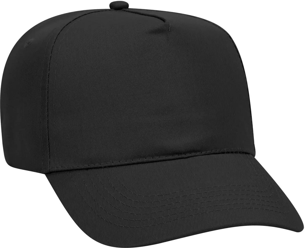 Otto 31-1060 5 Panel Mid Profile Baseball Cap - Black - 6 1/2’’ - 7 5/8’’