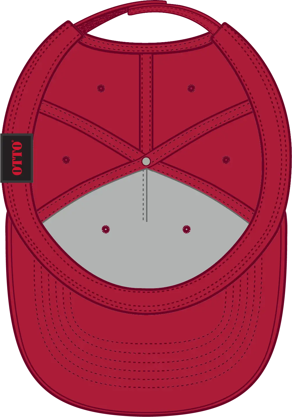 Otto 31-1060 5 Panel Mid Profile Baseball Cap - Red - 6 1/2’’ - 7 5/8’’
