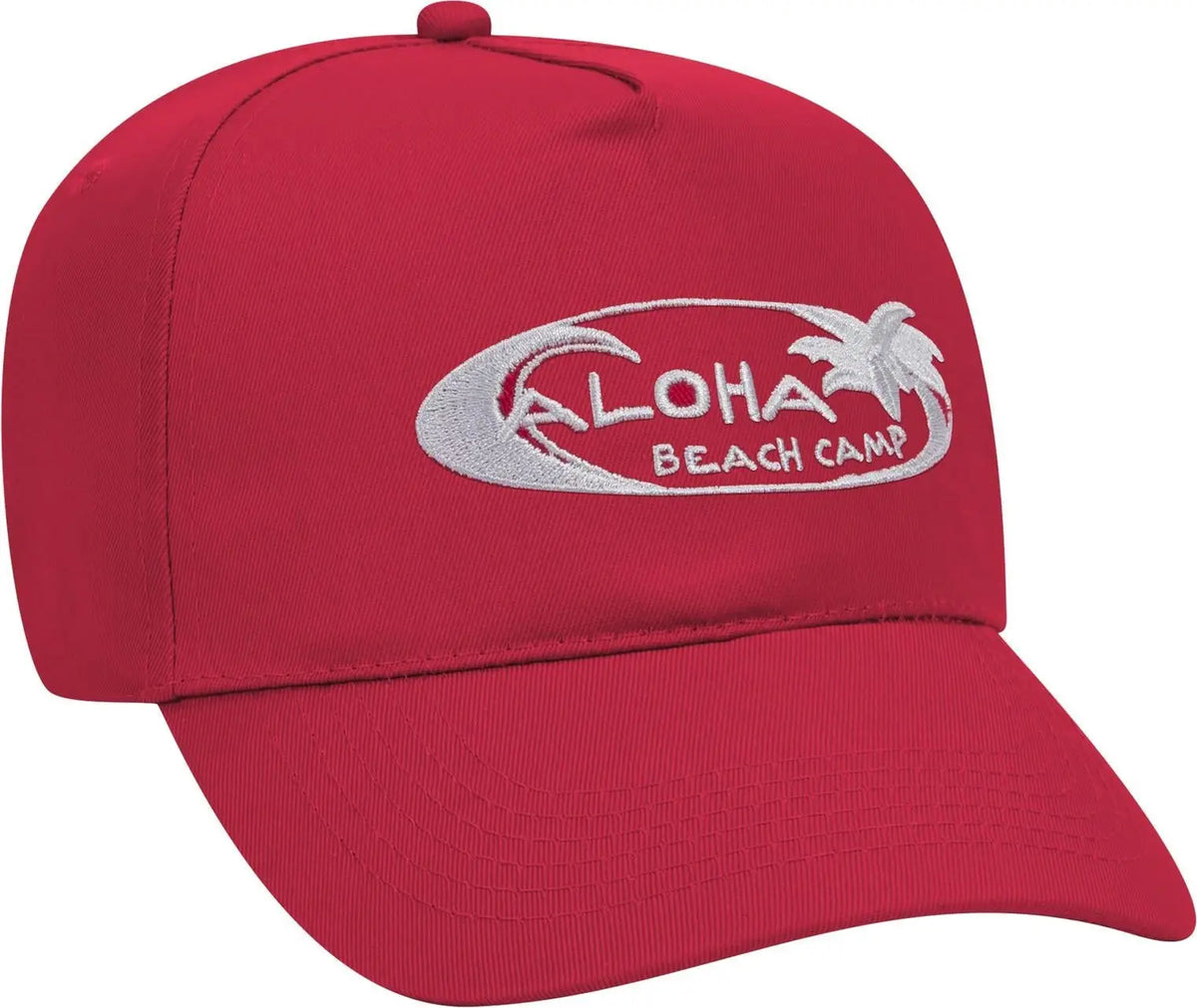 Otto 31-1060 5 Panel Mid Profile Baseball Cap - Red - 6 1/2’’ - 7 5/8’’