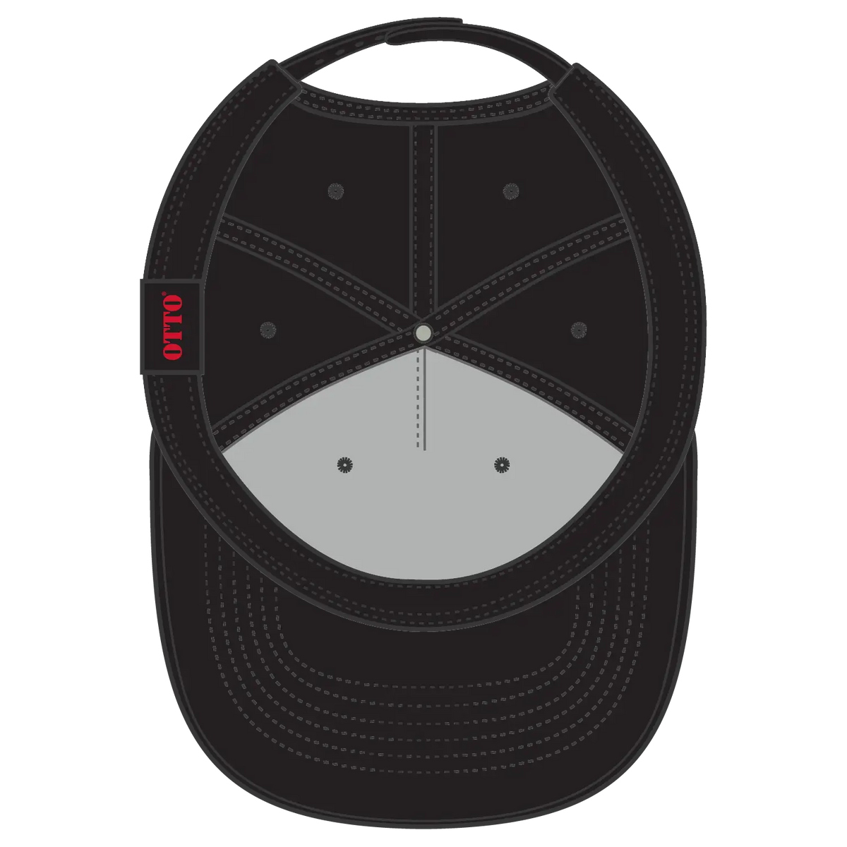 Otto 31-2 5 Panel Mid Profile Baseball Cap - Black - 7 3/8’’ - 5/8’’