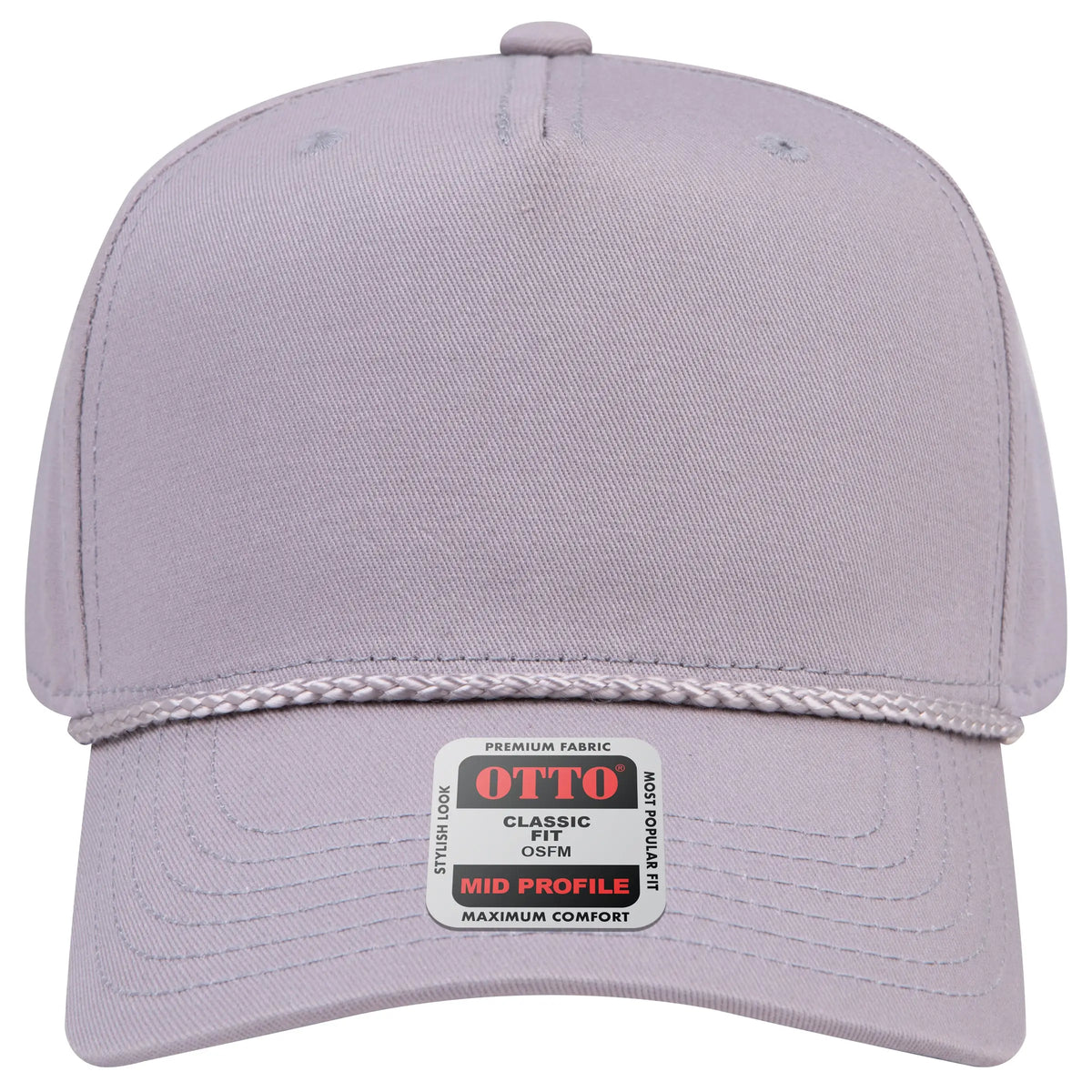 Otto 31-2 5 Panel Mid Profile Baseball Cap - Gray - 7 3/8’’ - 5/8’’