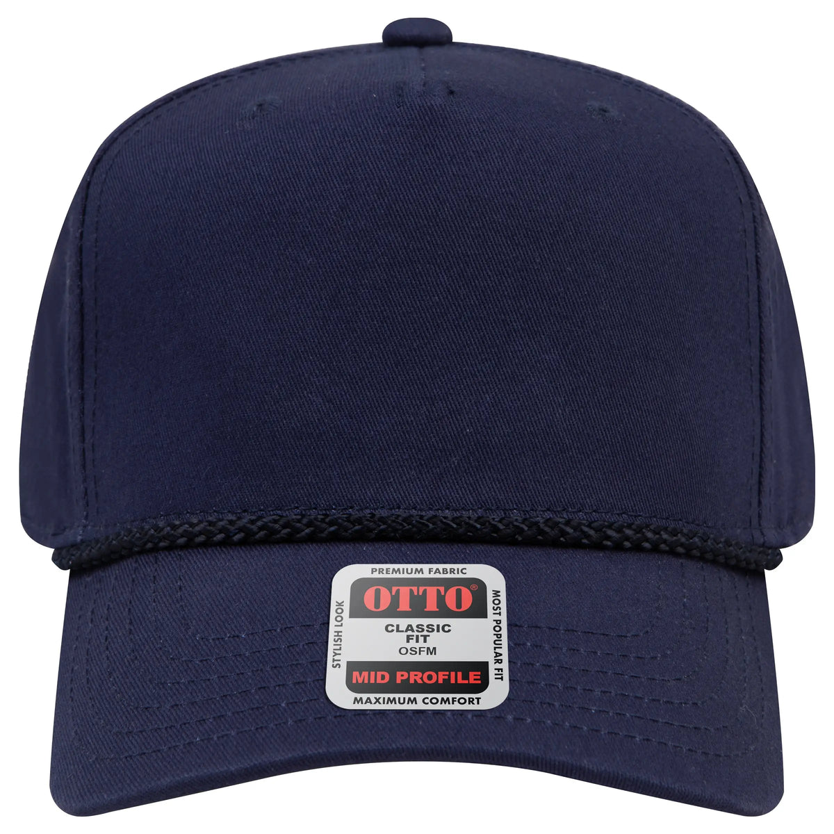 Otto 31-2 5 Panel Mid Profile Baseball Cap - Navy - 7 3/8’’ - 5/8’’