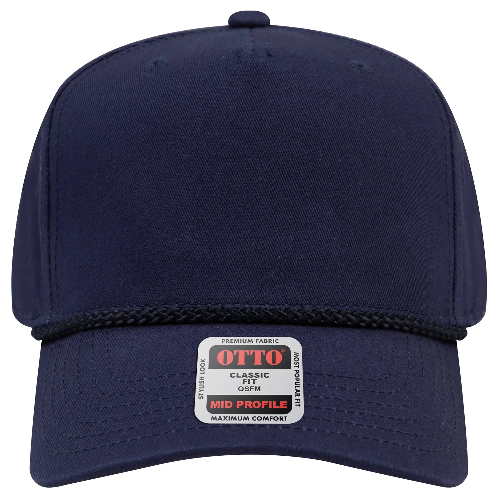 Otto 31-2 5 Panel Mid Profile Baseball Cap - Navy - 7 3/8’’ - 5/8’’