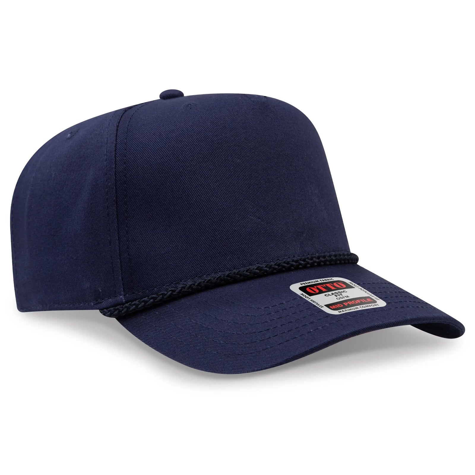 Otto 31-2 5 Panel Mid Profile Baseball Cap - Navy - 7 3/8’’ - 5/8’’