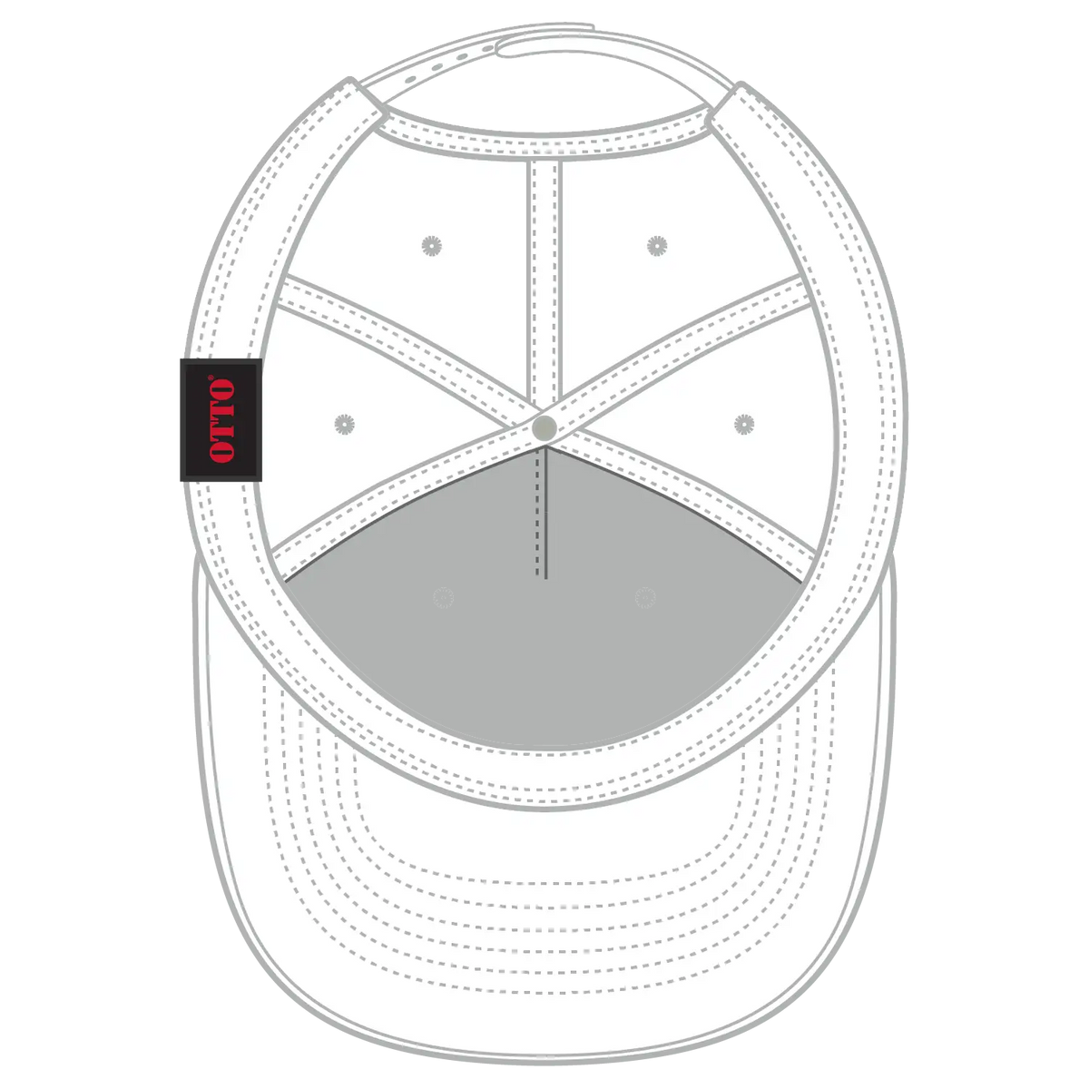 Otto 31-2 5 Panel Mid Profile Baseball Cap - White - 7 3/8’’ - 5/8’’