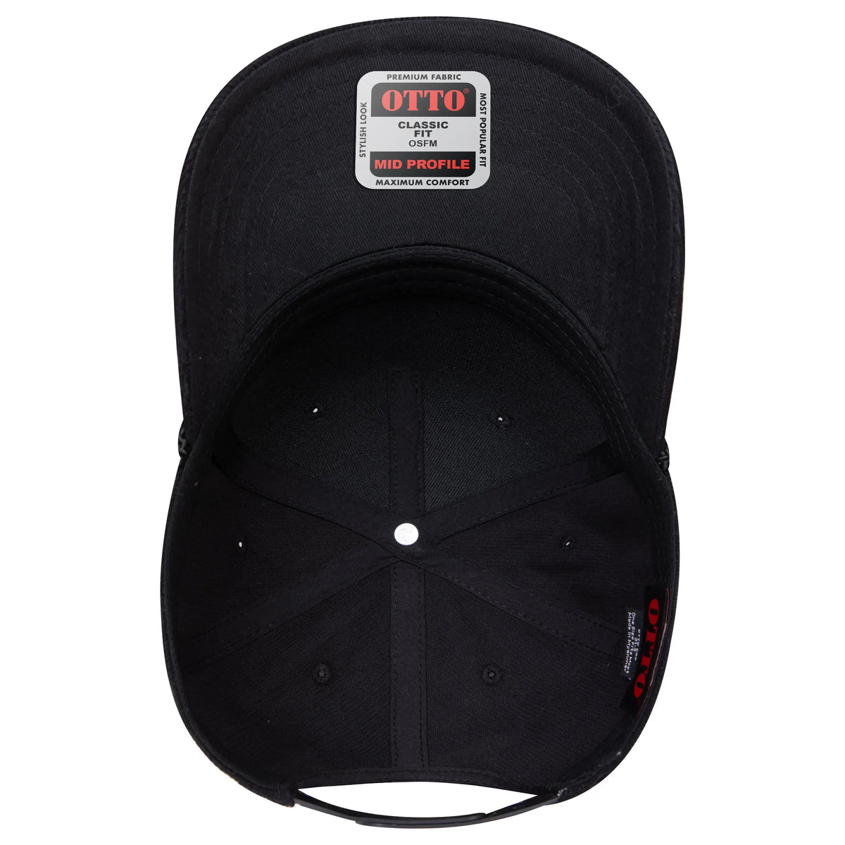 Otto 31-2 5 Panel Mid Profile Corduroy Baseball Cap - Black - 7 3/8’’ - 5/8’’